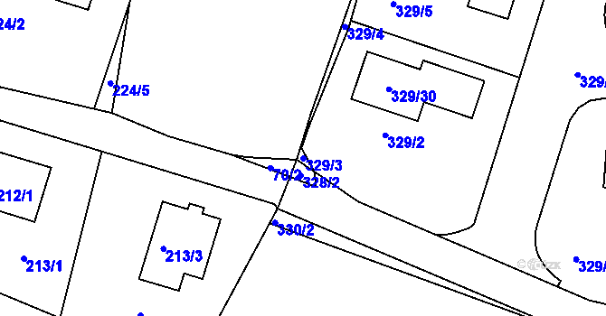 Parcela st. 329/3 v KÚ Cholupice, Katastrální mapa
