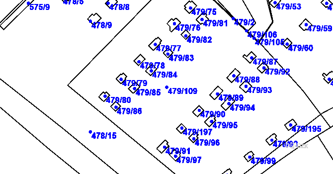 Parcela st. 479/109 v KÚ Cholupice, Katastrální mapa