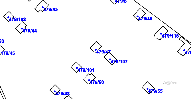 Parcela st. 479/47 v KÚ Cholupice, Katastrální mapa