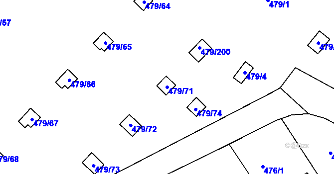 Parcela st. 479/71 v KÚ Cholupice, Katastrální mapa