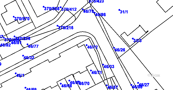 Parcela st. 46/72 v KÚ Cholupice, Katastrální mapa