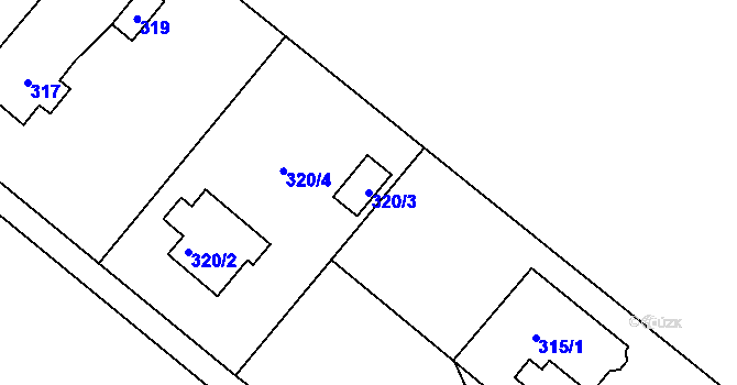 Parcela st. 320/3 v KÚ Cholupice, Katastrální mapa