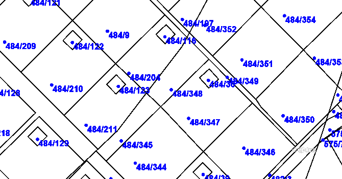 Parcela st. 484/348 v KÚ Cholupice, Katastrální mapa