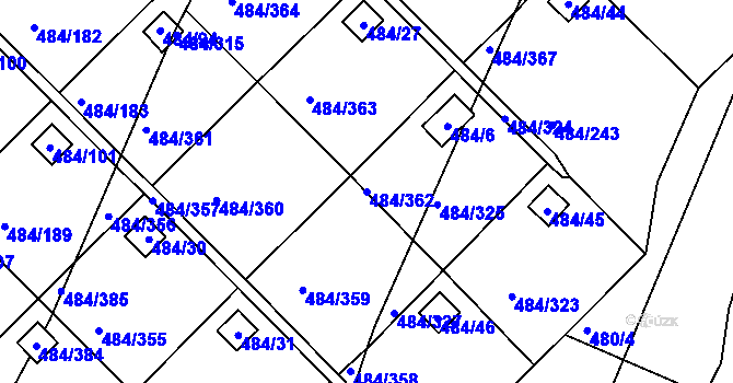 Parcela st. 484/362 v KÚ Cholupice, Katastrální mapa