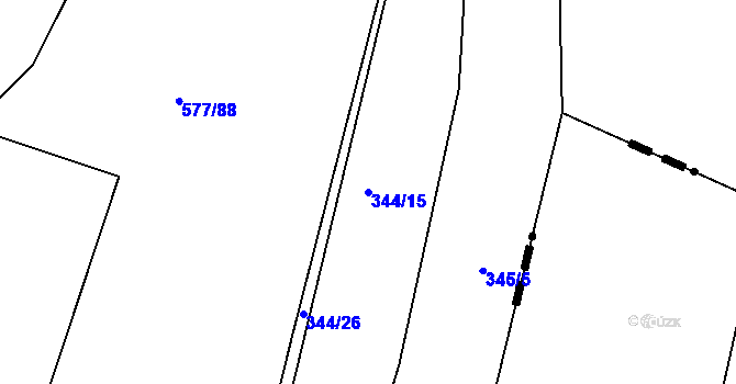 Parcela st. 344/15 v KÚ Cholupice, Katastrální mapa