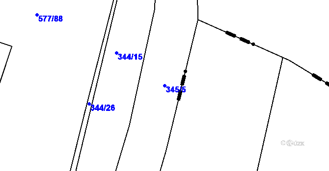 Parcela st. 345/5 v KÚ Cholupice, Katastrální mapa