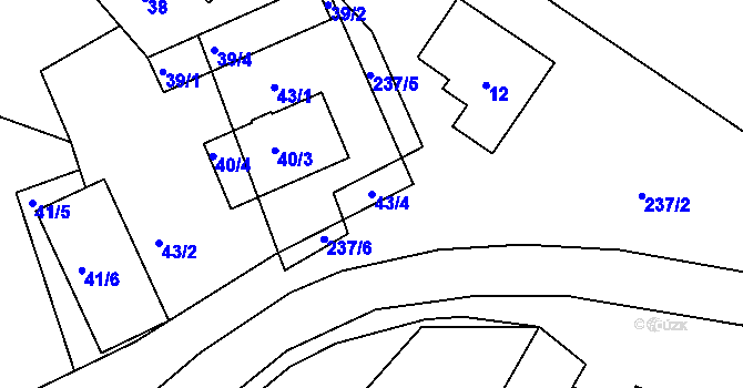 Parcela st. 43/4 v KÚ Cholupice, Katastrální mapa