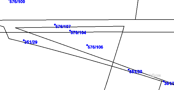 Parcela st. 576/106 v KÚ Cholupice, Katastrální mapa