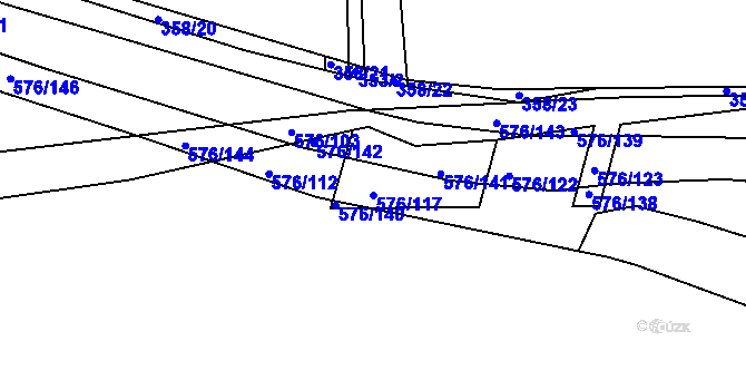 Parcela st. 576/117 v KÚ Cholupice, Katastrální mapa