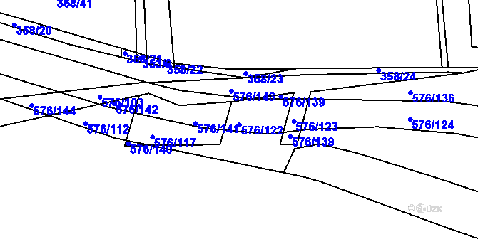 Parcela st. 576/122 v KÚ Cholupice, Katastrální mapa