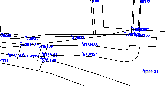 Parcela st. 576/136 v KÚ Cholupice, Katastrální mapa