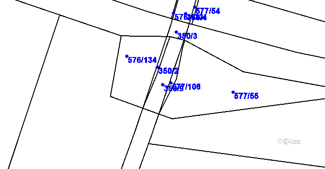 Parcela st. 350/9 v KÚ Cholupice, Katastrální mapa