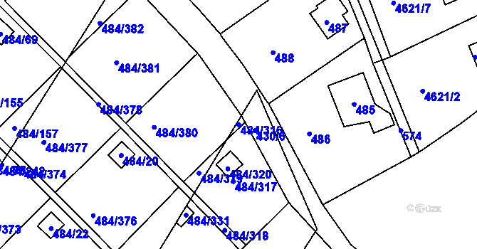 Parcela st. 484/316 v KÚ Cholupice, Katastrální mapa