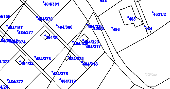 Parcela st. 484/317 v KÚ Cholupice, Katastrální mapa