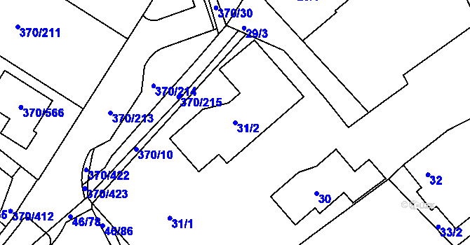 Parcela st. 31/2 v KÚ Cholupice, Katastrální mapa