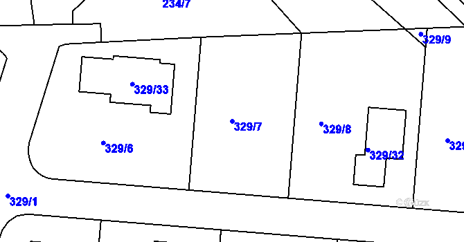 Parcela st. 329/7 v KÚ Cholupice, Katastrální mapa