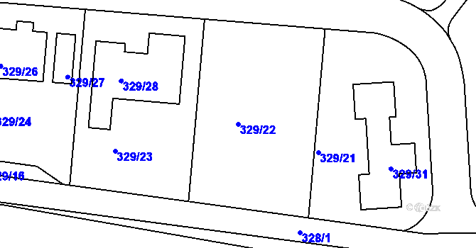 Parcela st. 329/22 v KÚ Cholupice, Katastrální mapa