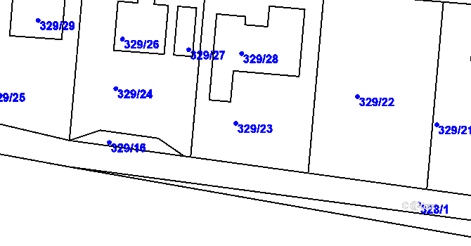 Parcela st. 329/23 v KÚ Cholupice, Katastrální mapa