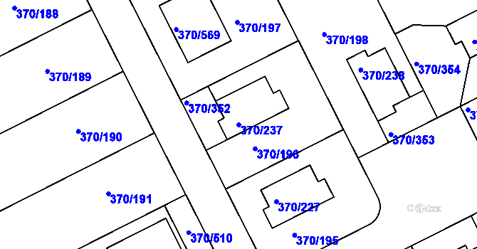 Parcela st. 370/237 v KÚ Cholupice, Katastrální mapa