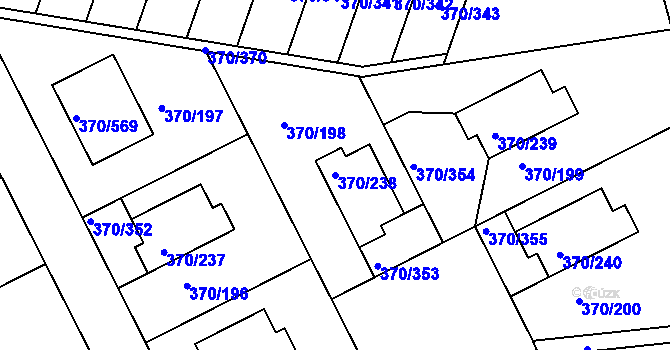 Parcela st. 370/238 v KÚ Cholupice, Katastrální mapa