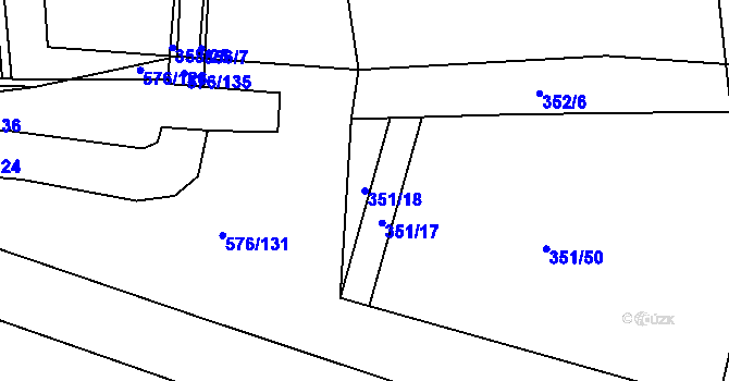 Parcela st. 351/18 v KÚ Cholupice, Katastrální mapa