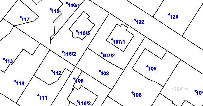 Parcela st. 107/2 v KÚ Cholupice, Katastrální mapa