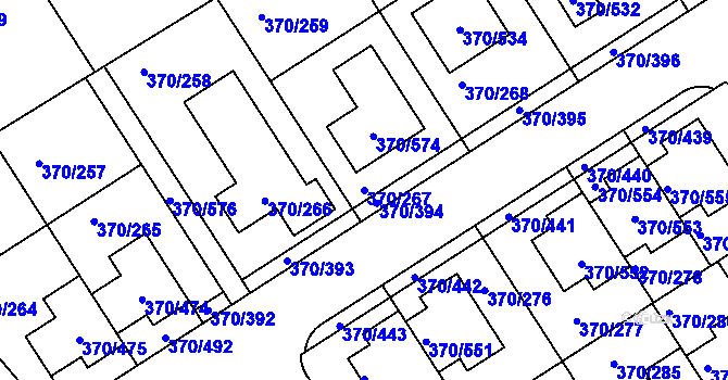 Parcela st. 370/267 v KÚ Cholupice, Katastrální mapa