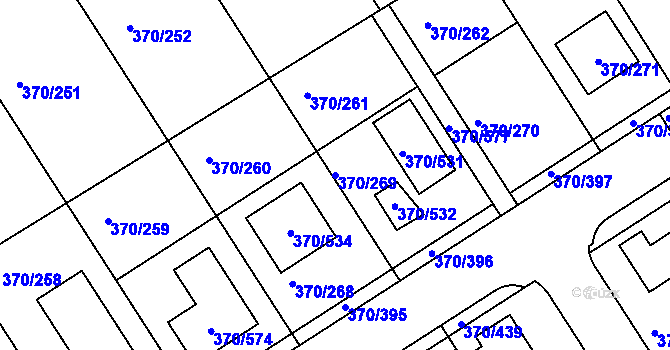 Parcela st. 370/269 v KÚ Cholupice, Katastrální mapa