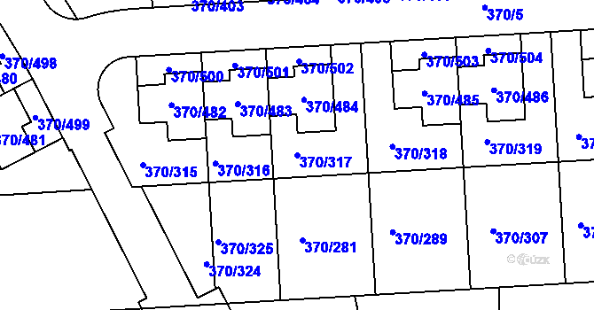 Parcela st. 370/317 v KÚ Cholupice, Katastrální mapa