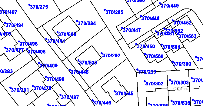 Parcela st. 370/292 v KÚ Cholupice, Katastrální mapa