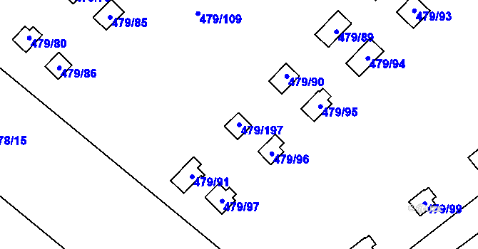 Parcela st. 479/197 v KÚ Cholupice, Katastrální mapa