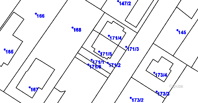 Parcela st. 171/5 v KÚ Cholupice, Katastrální mapa
