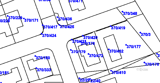 Parcela st. 370/178 v KÚ Cholupice, Katastrální mapa