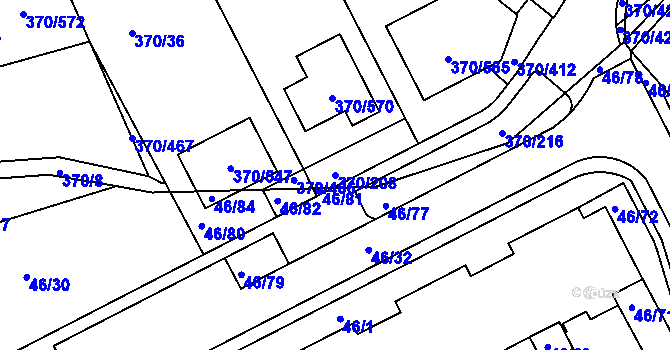 Parcela st. 370/208 v KÚ Cholupice, Katastrální mapa