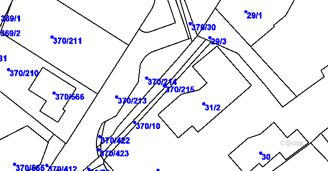Parcela st. 370/215 v KÚ Cholupice, Katastrální mapa