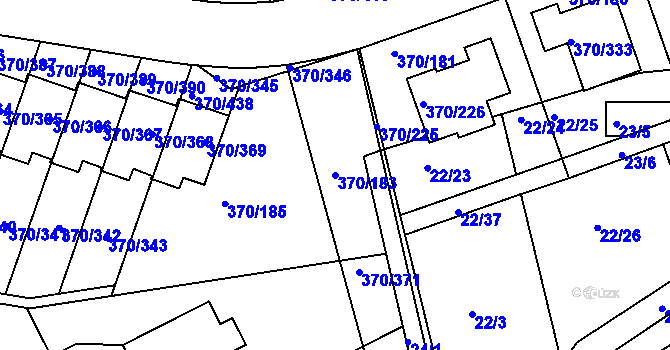 Parcela st. 370/183 v KÚ Cholupice, Katastrální mapa