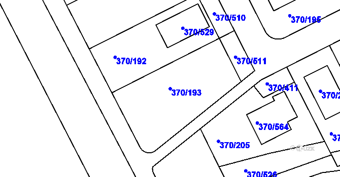 Parcela st. 370/193 v KÚ Cholupice, Katastrální mapa