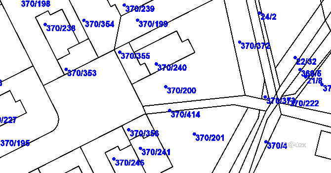 Parcela st. 370/200 v KÚ Cholupice, Katastrální mapa