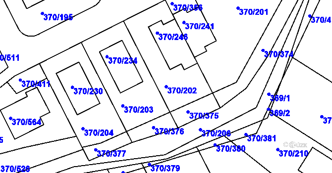 Parcela st. 370/202 v KÚ Cholupice, Katastrální mapa