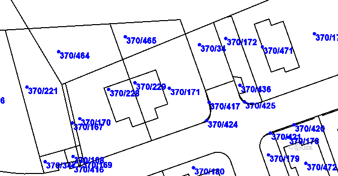 Parcela st. 370/171 v KÚ Cholupice, Katastrální mapa