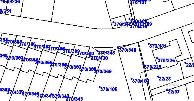 Parcela st. 370/345 v KÚ Cholupice, Katastrální mapa