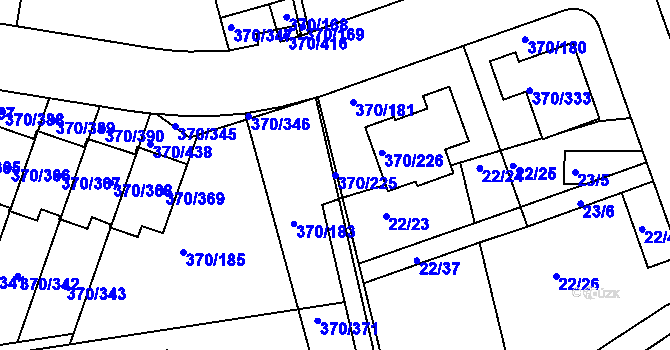 Parcela st. 370/225 v KÚ Cholupice, Katastrální mapa
