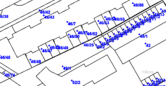 Parcela st. 46/25 v KÚ Cholupice, Katastrální mapa