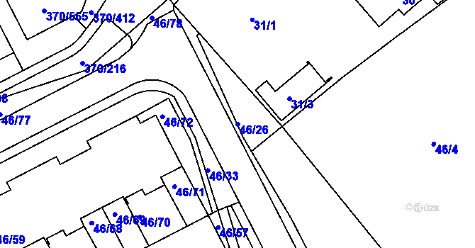 Parcela st. 46/26 v KÚ Cholupice, Katastrální mapa