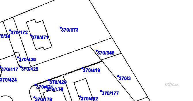Parcela st. 370/348 v KÚ Cholupice, Katastrální mapa