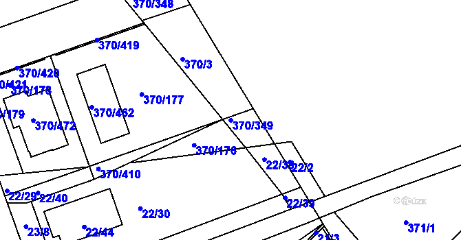 Parcela st. 370/349 v KÚ Cholupice, Katastrální mapa