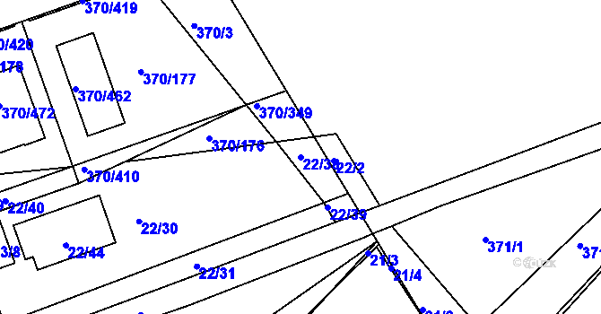 Parcela st. 22/38 v KÚ Cholupice, Katastrální mapa