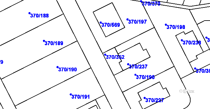 Parcela st. 370/352 v KÚ Cholupice, Katastrální mapa