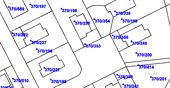 Parcela st. 370/353 v KÚ Cholupice, Katastrální mapa