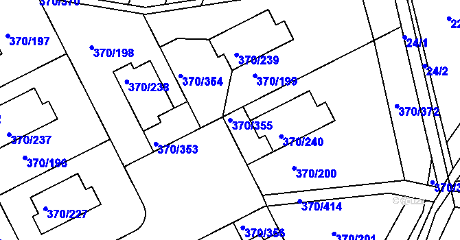 Parcela st. 370/355 v KÚ Cholupice, Katastrální mapa